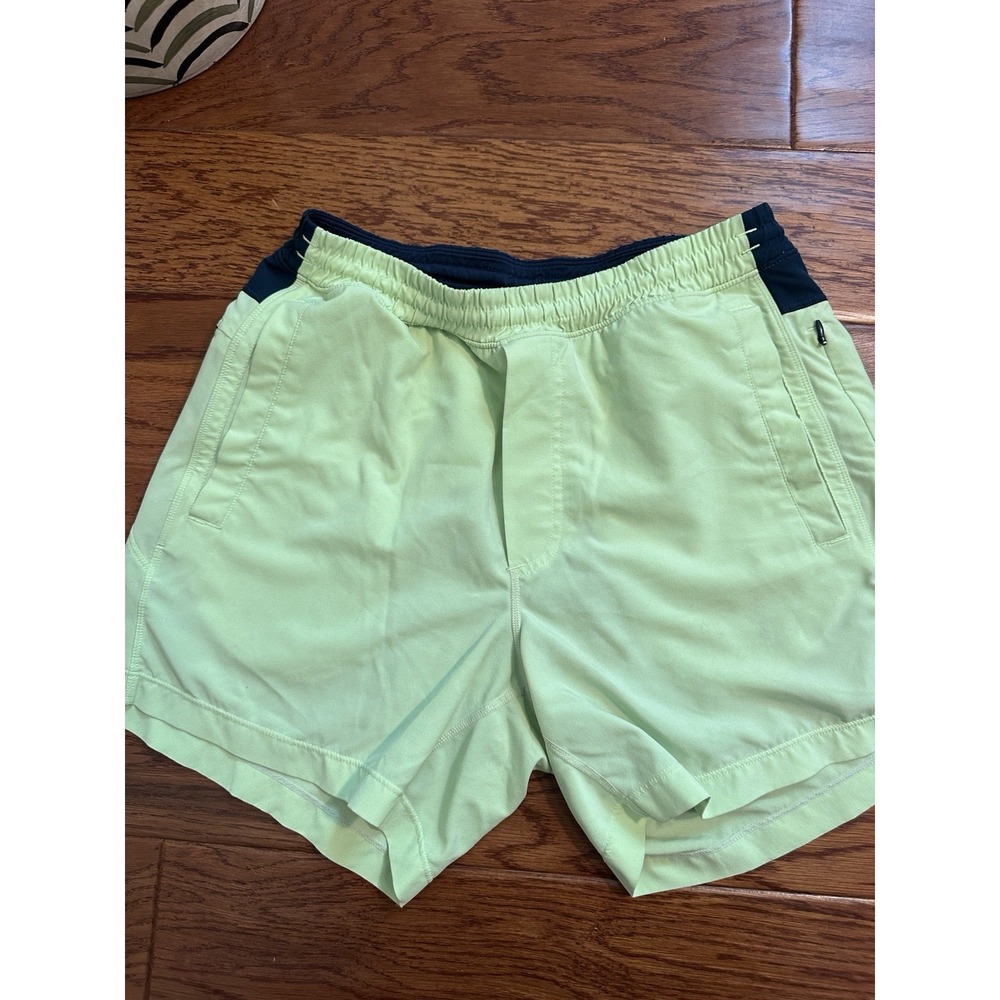 Birddogs Mens Medium 6 Inseam Lined Gym Athletic Shorts Lime Green Blue Pocket